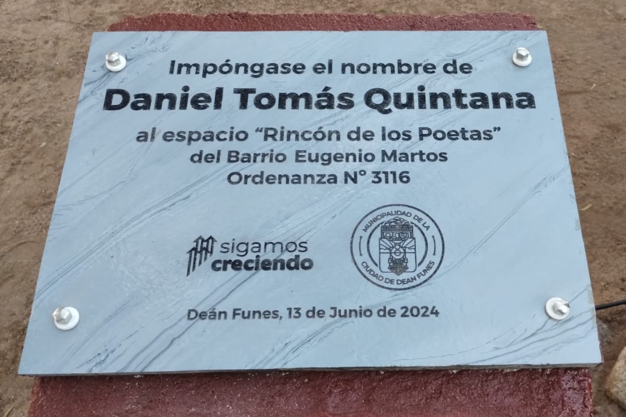 Imposición del nombre Daniel Quintana a Rincón de los Poetas - SAN